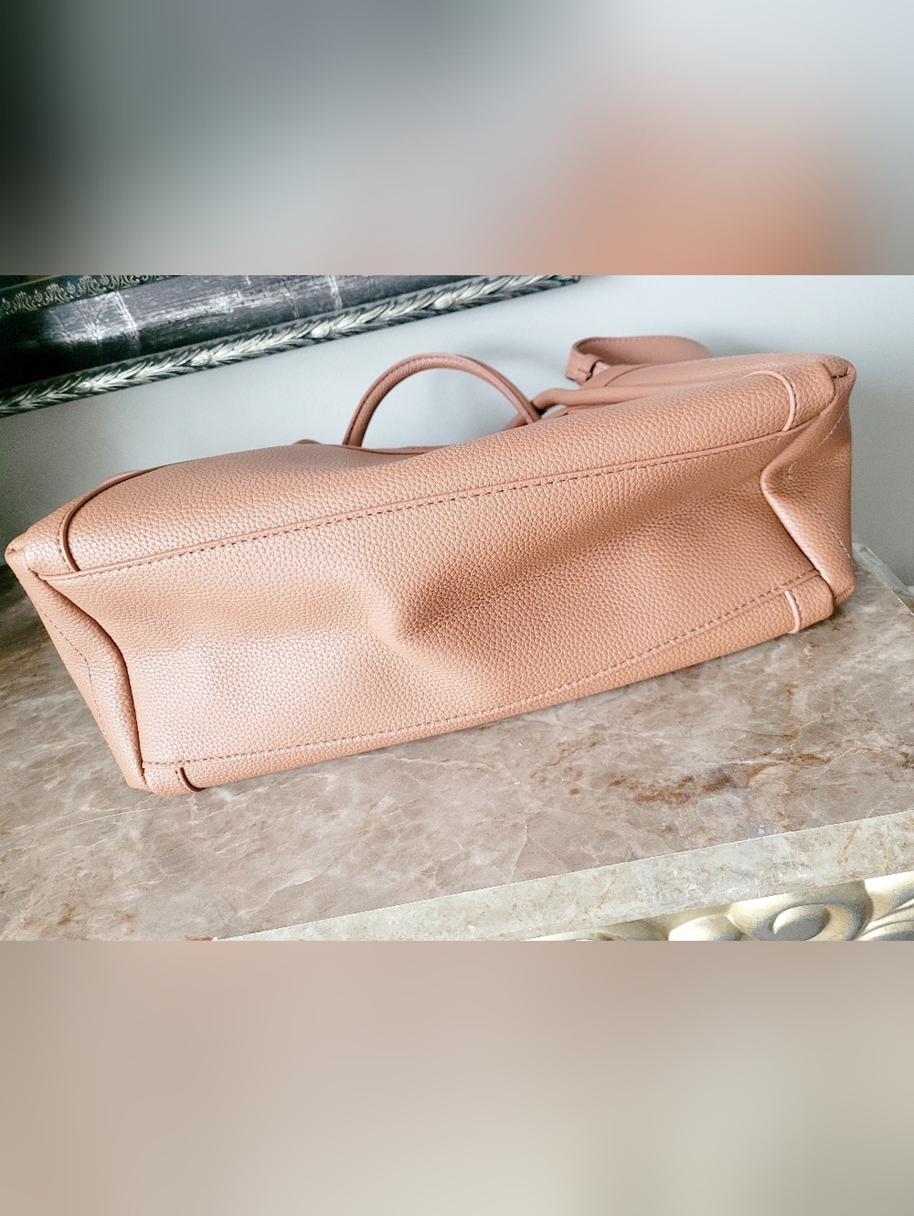 Newbella Kelly Brown Lightweight Faux Leather Top-Handle Shoulder Tote Bag NEW - Picture 9 of 16